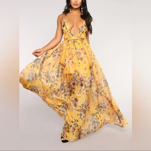 Fashion Nova | Dresses | Fashion Nova Yellow Floral Maxi Dress Womens Size Small Backless Flowy Gown | Poshmark Fashion Nova | Dresses | Fashion Nova Yellow Floral Maxi Dress Womens Size Small Backless Flowy Gown | Poshmark